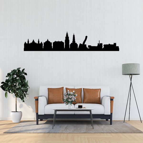 Muursticker met de Skyline van Groningen voor de woonkamer online bestellen.